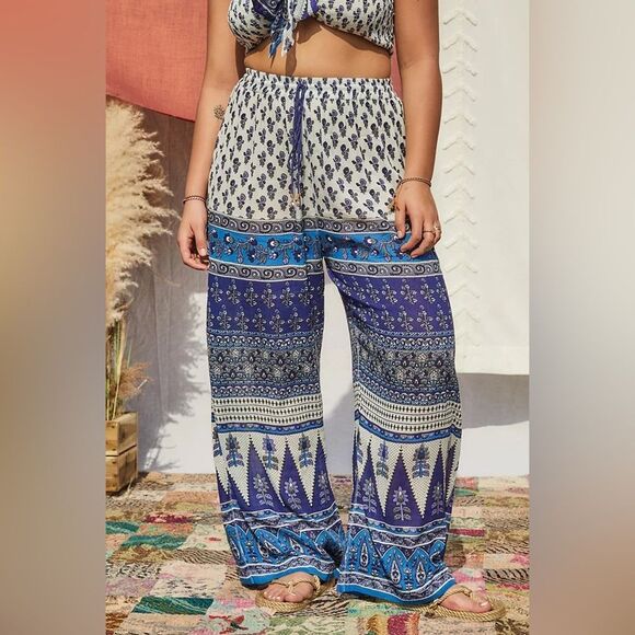 Urban Outfitters staring at Stars Crinkle Multicolor Festival cotton pants small - Picture 1 of 7